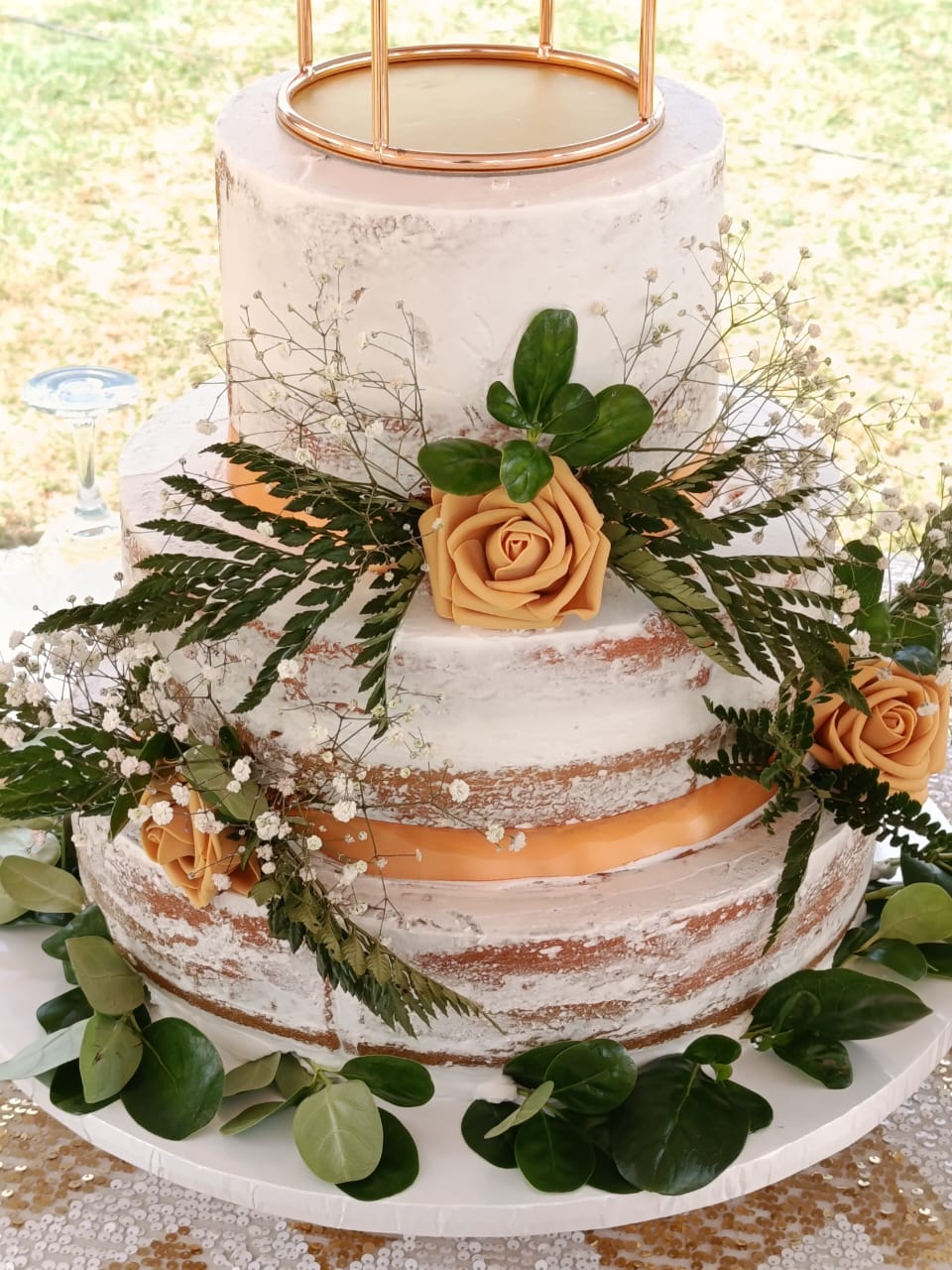 Floral tiered wedding cake