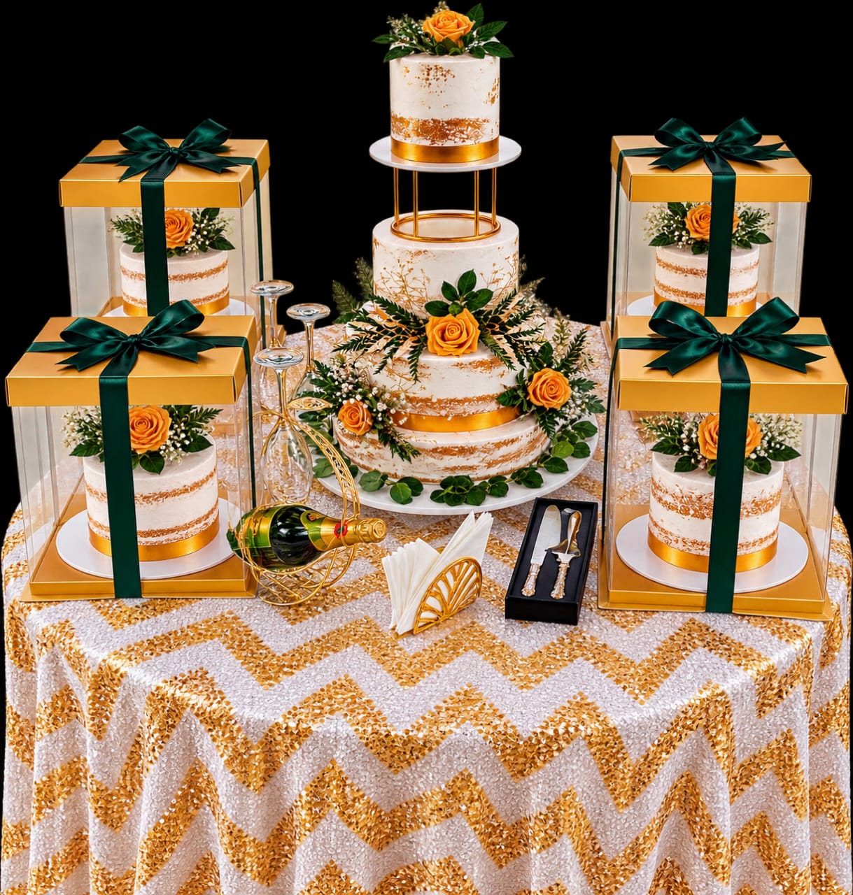Wedding cake celebration setup